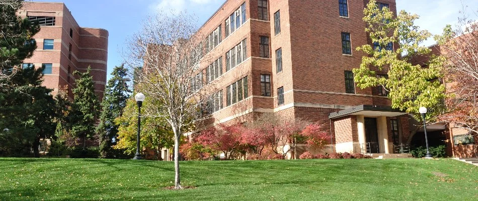 Commercial property with colorful plants on a property in Olathe, KS.