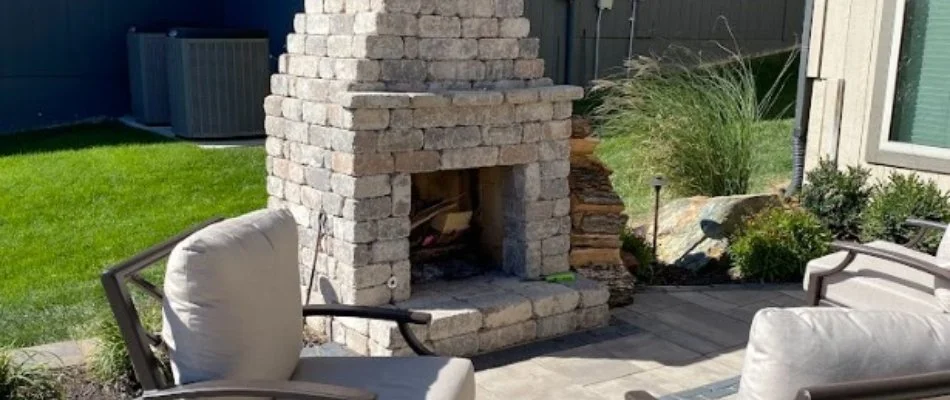 Outdoor fireplace on a property in Olathe, KS.