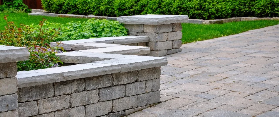 Zigzag seating wall on a property in Olathe, KS.